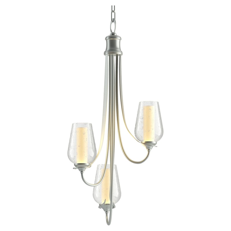 Flora 3-Arm Chandelier Vintage Platinum Seeded Glass with Opal Diffuser (ZS)