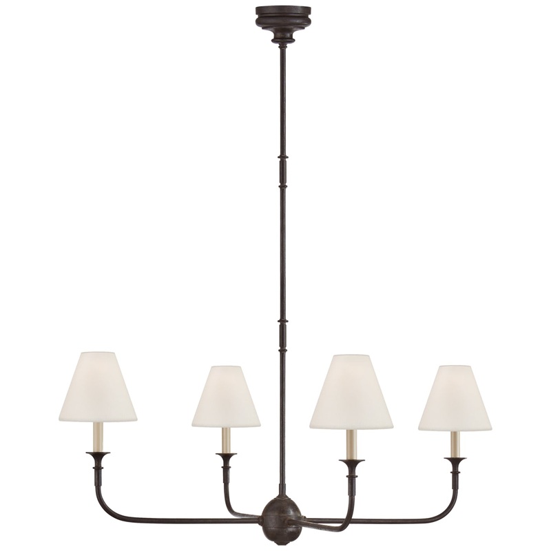 Four Light Chandelier from the Piaf Collection in Aged Iron And Ebonized Oak Finish by Visual Comfort Signature