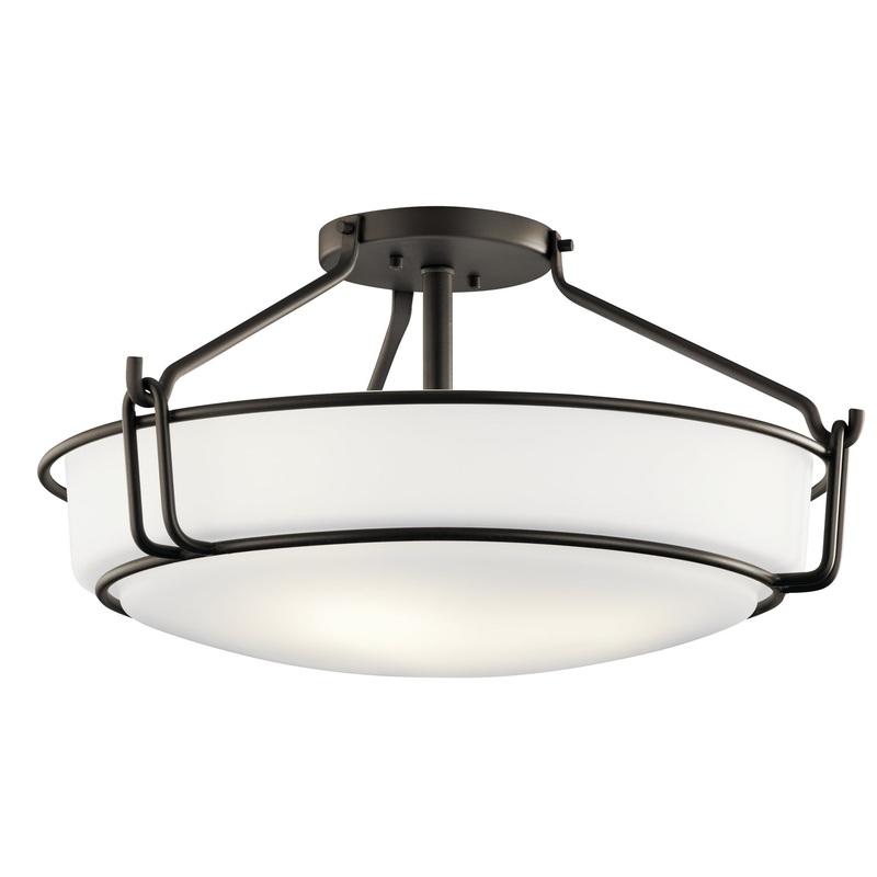 Kichler 44086OZ Four Light Semi Flush Mount, Olde Bronze