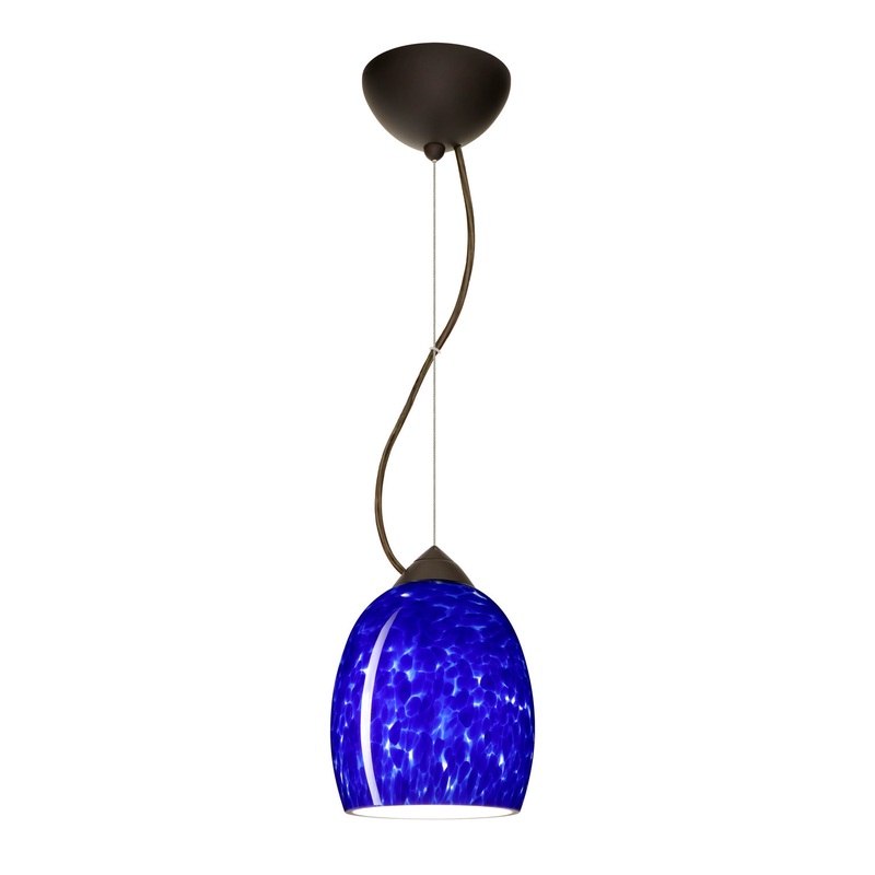 One Light Pendant from the Lucia Collection in Bronze Finish by Besa