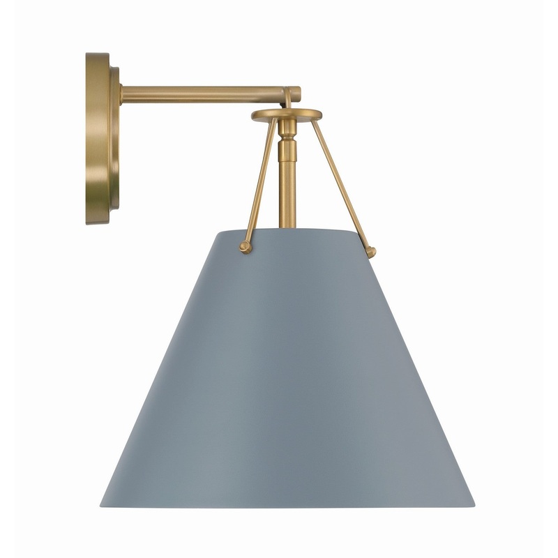 One Light Task Sconce from the Xavier Collection in Vibrant Gold / Blue Finish by Crystorama
