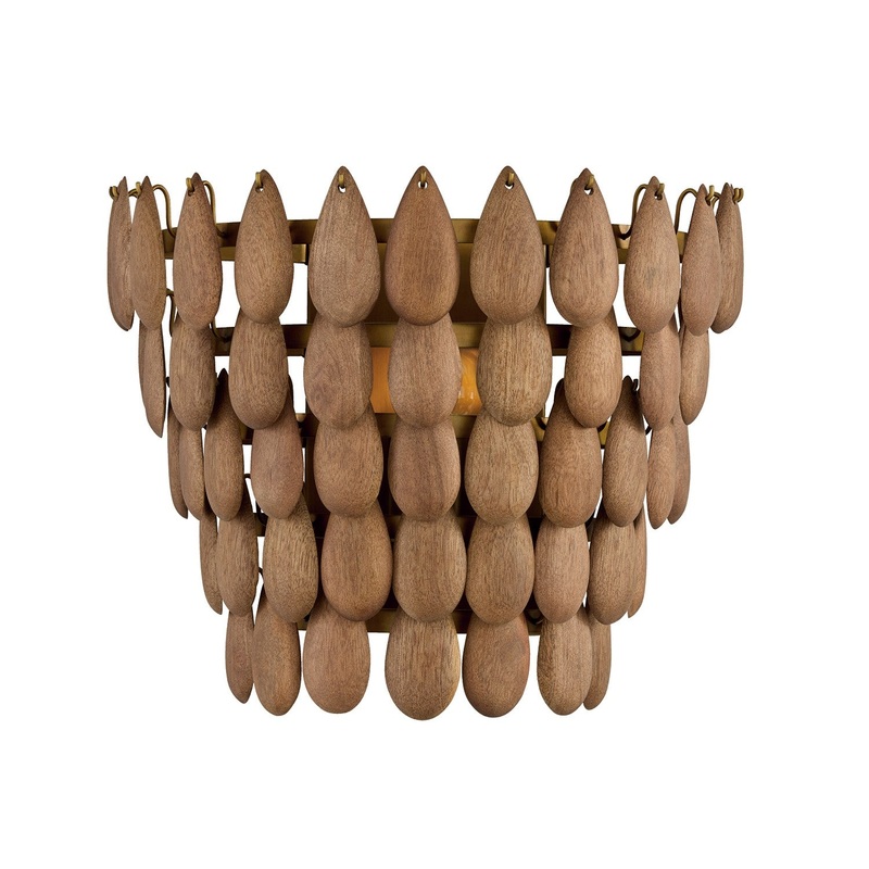 One Light Wall Sconce from the Ravi Collection in Light Wood and Patinaed Brass Finish by Capital Lighting