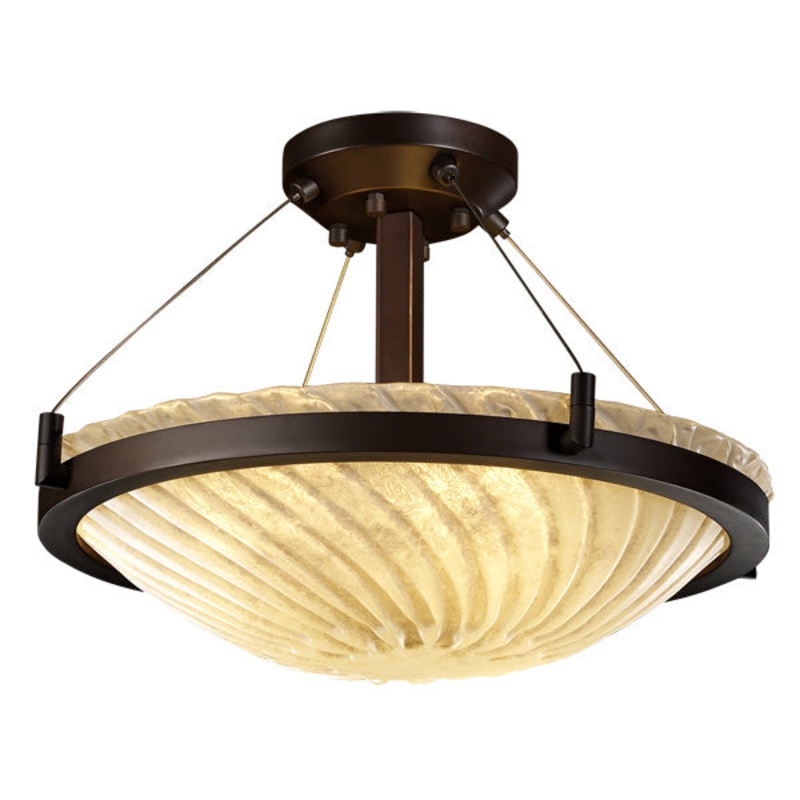 Semi-Flush Mount from the Veneto Luce Collection in Dark Bronze Finish by Justice Designs