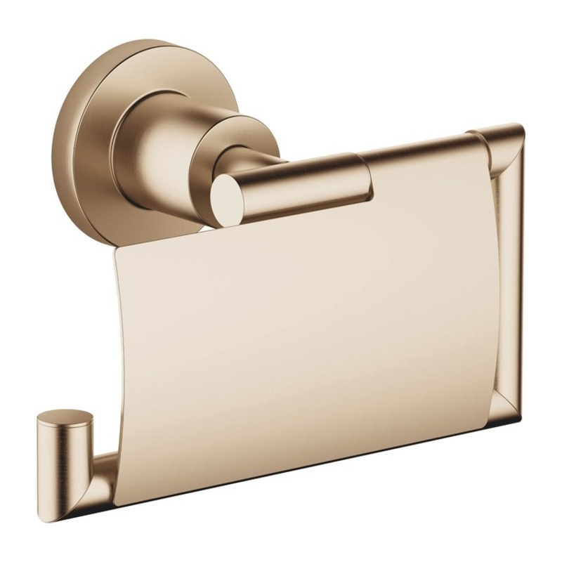 Toilet Paper Holder TARA with Cover Brushed Champagne Brass Alloy 3 Inch Wall Mount