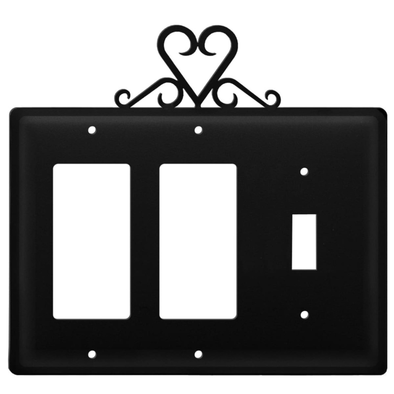 Village Wrought Iron EGGS-51 Triple Heart Double GFI and Single Switch Cover CUSTOM Product