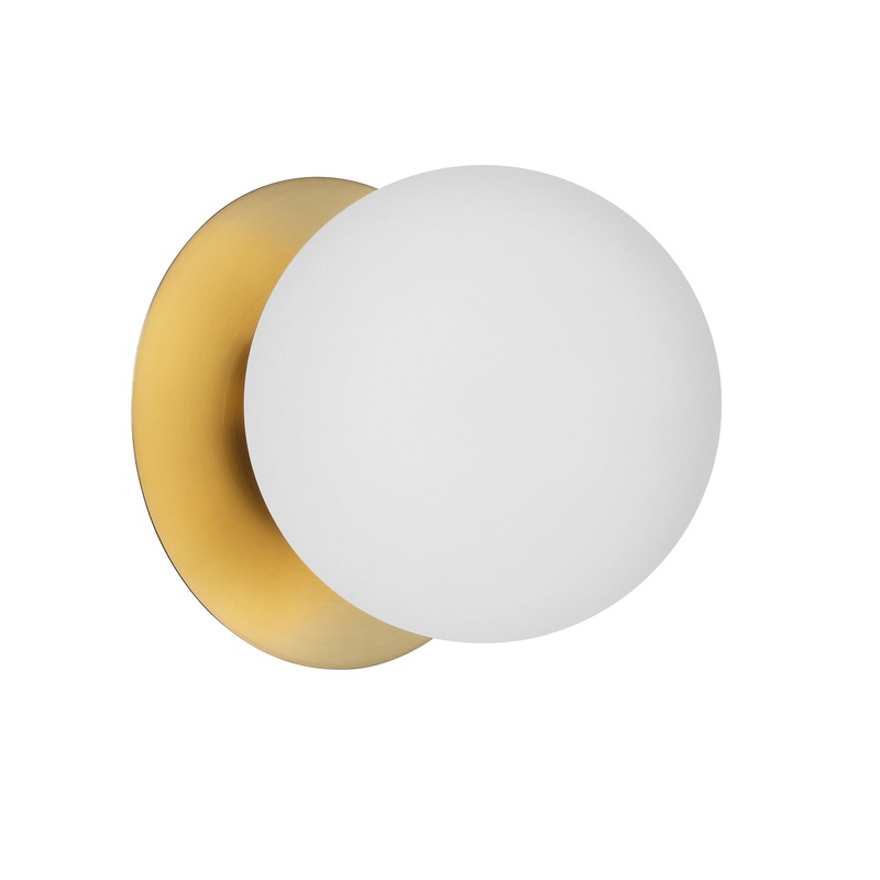 Burlat 1-Light Wall Sconce Aged Brass with White Opal Glass