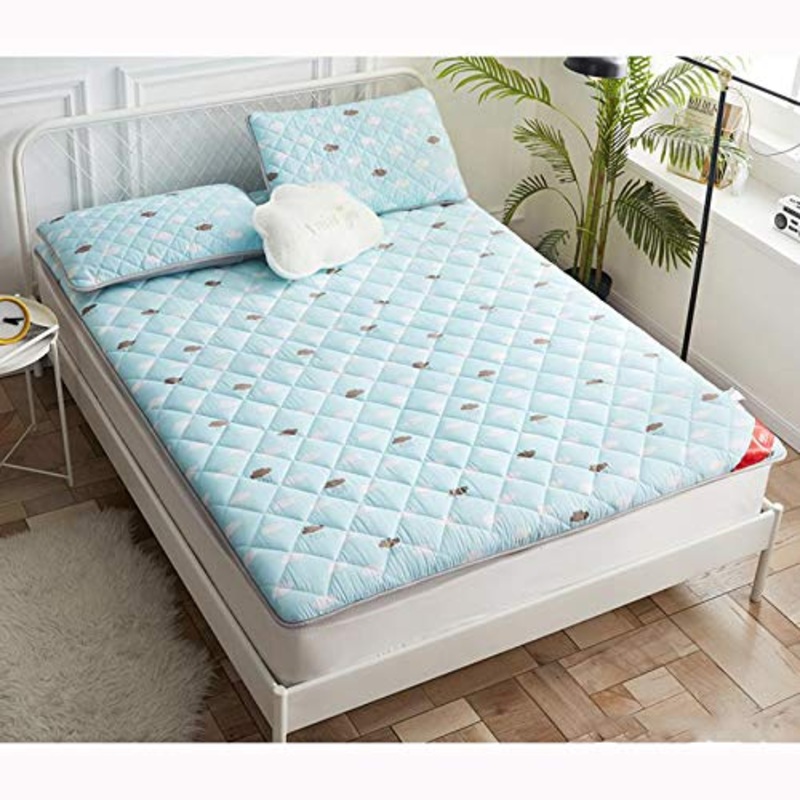 Coperchio Trapuntato Mattress Topper con Cinghie,Addensare Materasso Futon Trapuntato Traspirabilit Stuoia di Sonno di Tatami Pieghevole Roll Up Materasso-e Pieno