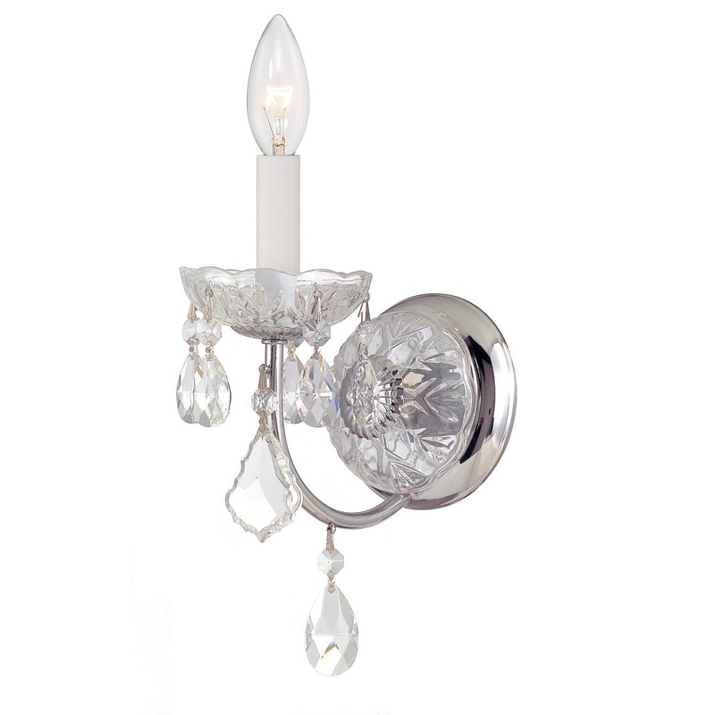 Crystorama 3221-CH-CL-MWP Imperial One Light Wall Sconce Polished Chrome
