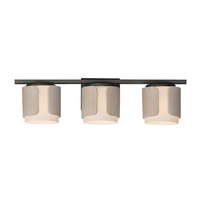 Draughtsman 3-Light Bath Vanity Natural Wood/Charcoal