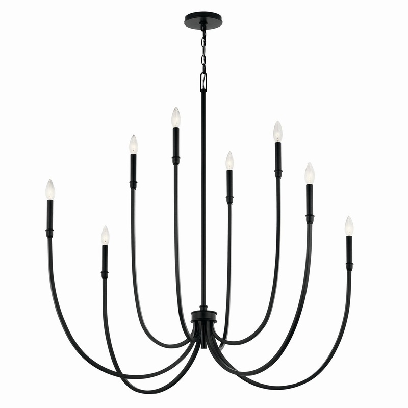 Eight Light Foyer Chandelier from the Malene Collection in Black Finish by Kichler