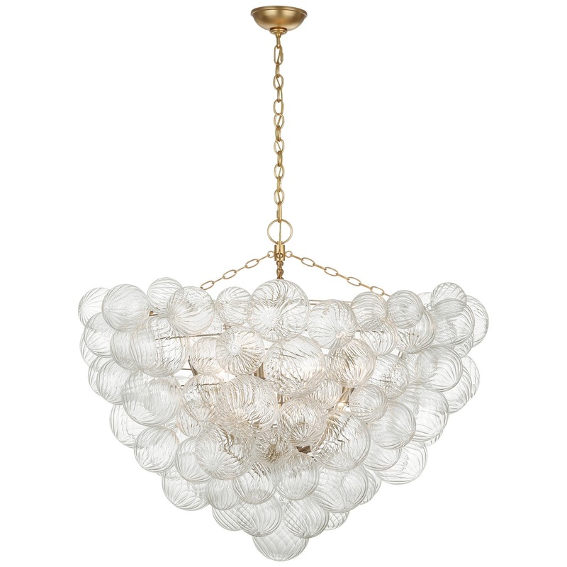 LED Chandelier from the Talia Collection in Gild And Clear Swirled Glass Finish by Visual Comfort Signature