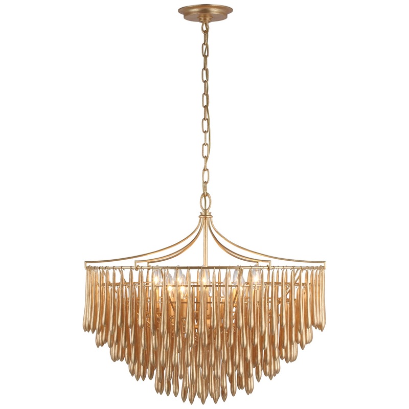 LED Chandelier from the Vacarro Collection in Antique Gold Leaf Finish by Visual Comfort Signature