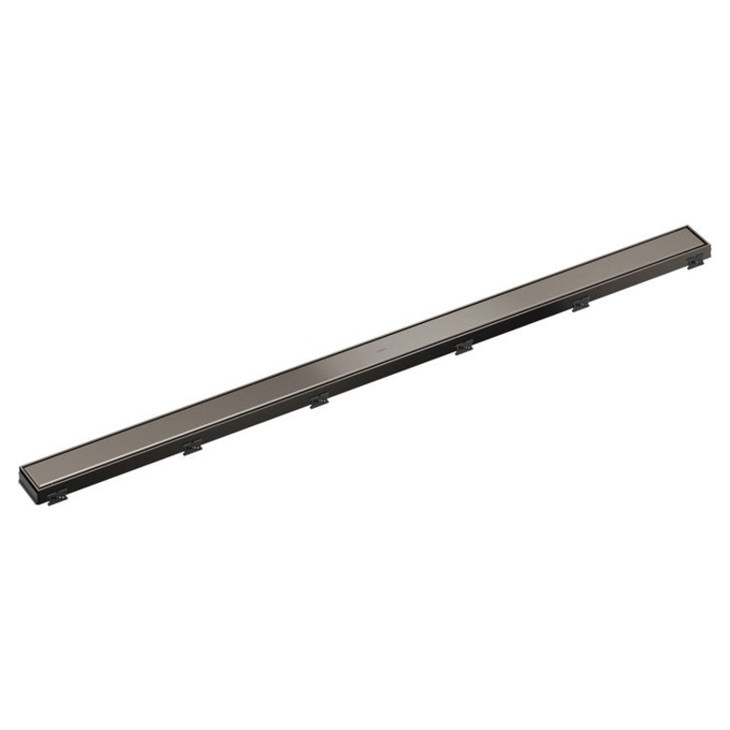 Linear Drain Reversible with Dual Grate Installation 48 Inch Brilliance Black Onyx Stainless Steel for Rough-In BR73480