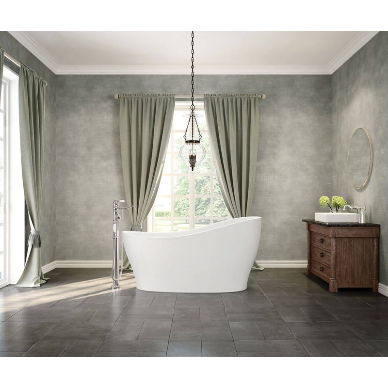 MAAX 106387-000-001-000 Joan 61 x 32 Acrylic Freestanding End Drain Bathtub in White with White Skirt