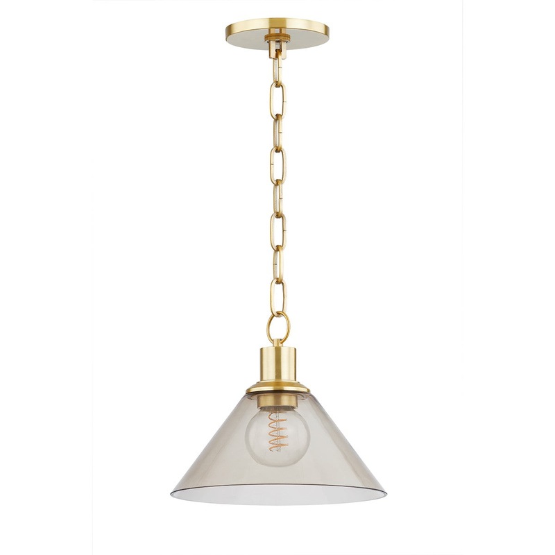 One Light Pendant from the Anniebee Collection in Aged Brass Finish by Mitzi