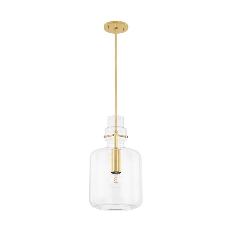 One Light Pendant from the Lumi Collection in Aged Brass Finish by Mitzi