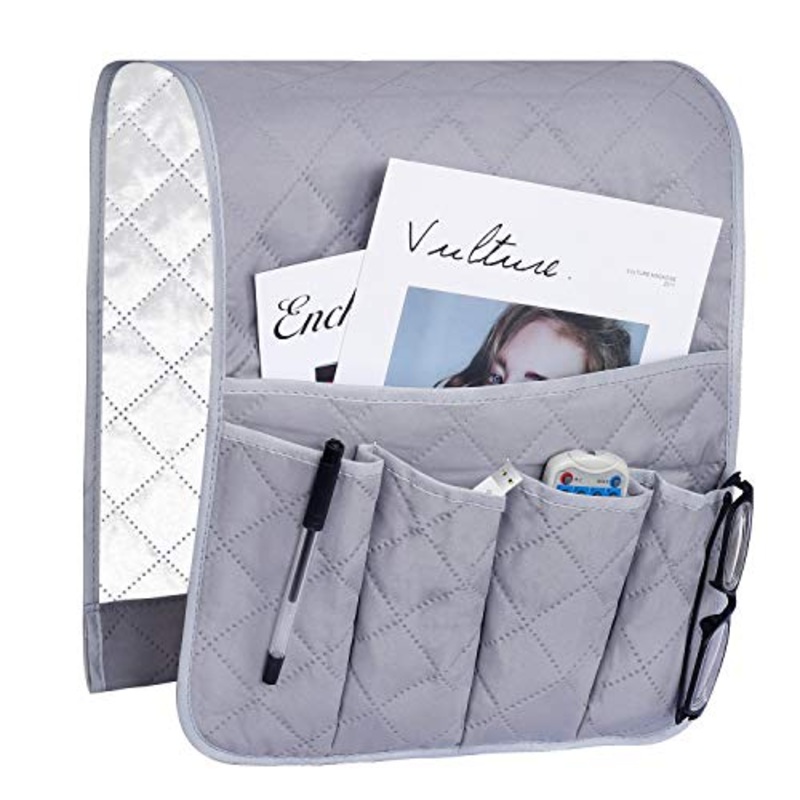 Organizzatore Divano, Sacca Portaoggetti, Tasca Porta Telecomandi, Organizer Caddy Doppia Parete, Antiscivolo per Poltrona Divano, Supporto per Custodia in Tessuto per Telefoni, libri, riviste, Grey