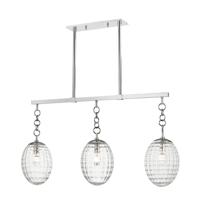 Three Light Island Pendant from the Venice Collection in Polished Nickel Finish by Hudson Valley