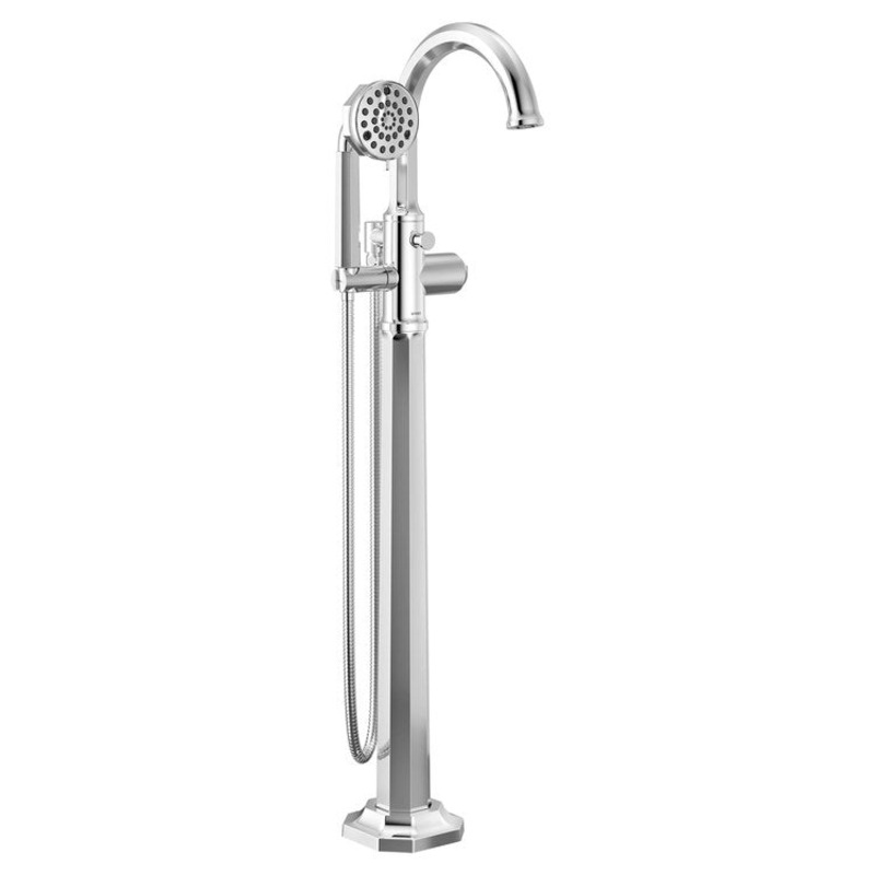 Tub Filler Trim Beauclere Freestanding Less Handle Polished Chrome WaterSense Round Single Function 15.5 Gallons per Minute