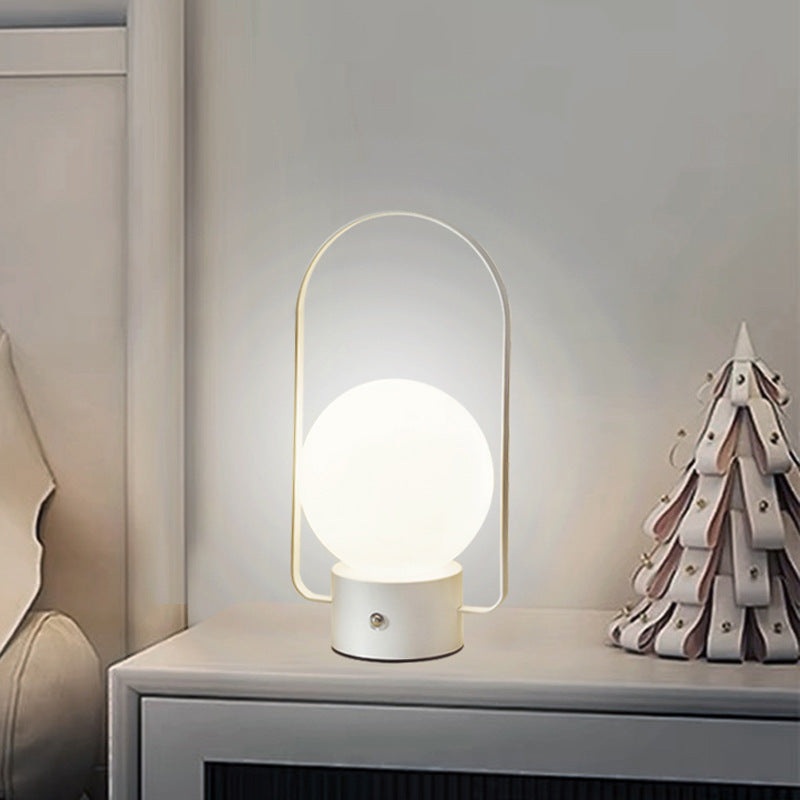 White Portable Rechargeable LED Lantern Lamp – Touch Control 3-Color Dimmable Desk Light