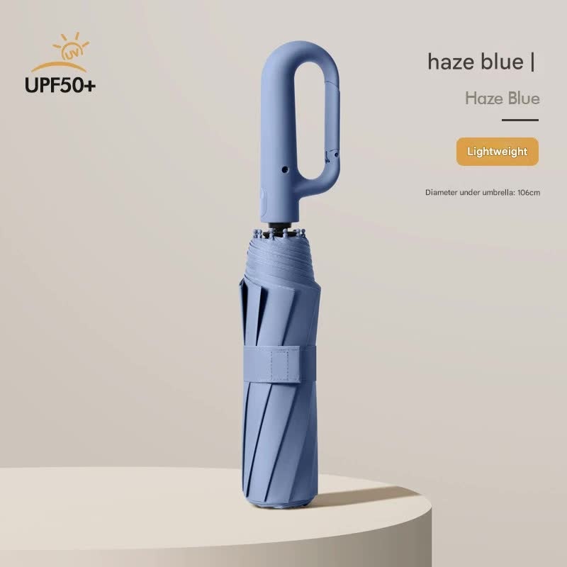 Automatic Open/Close Umbrella with UPF50+ Sun Protection – 10-Rib Windproof Design, Carabiner Handle(Blue)