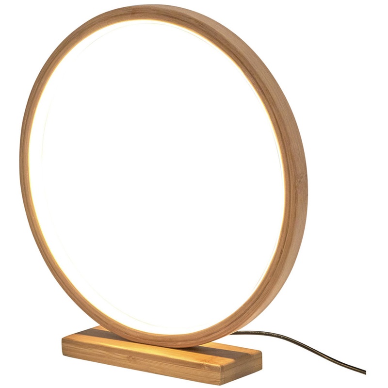 Bamboo Single Ring LED Lamp Light Modern Scandi Minimalistic – Natural