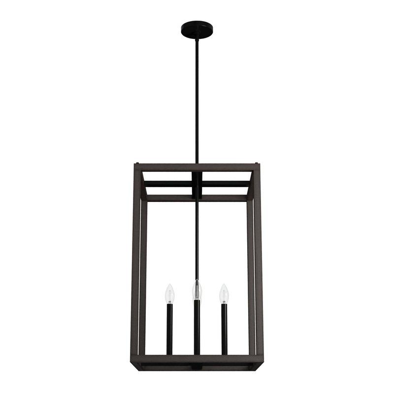 Four Light Pendant from the Squire Manor Collection in Matte Black Finish by Hunter