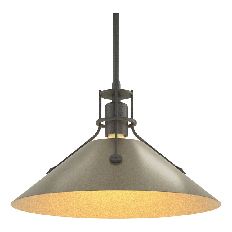 Henry Medium Steel Shade Pendant Natural Iron Soft Gold