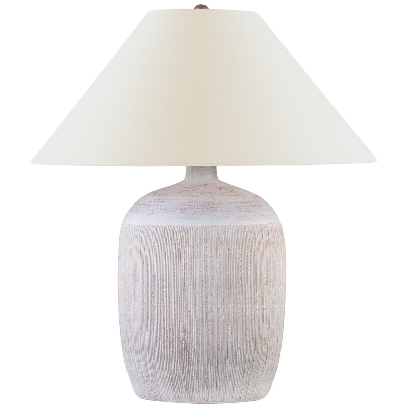 LED Table Lamp from the Portis Collection in White Washed Terracotta Finish by Visual Comfort Signature