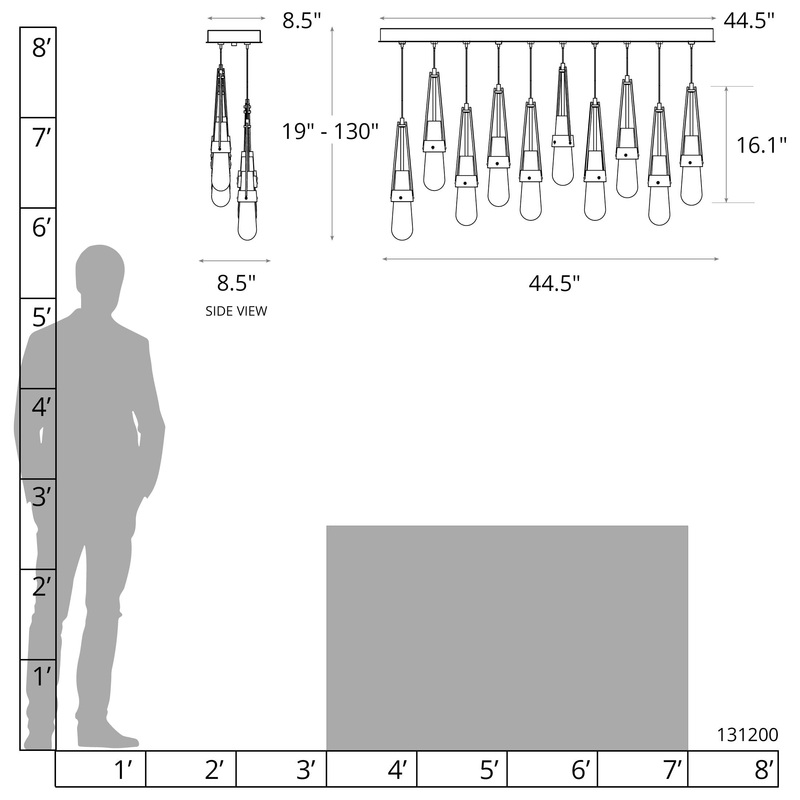 Link 10-Light Blown Glass Pendant Ink Clear Glass with White Threading (YJ)