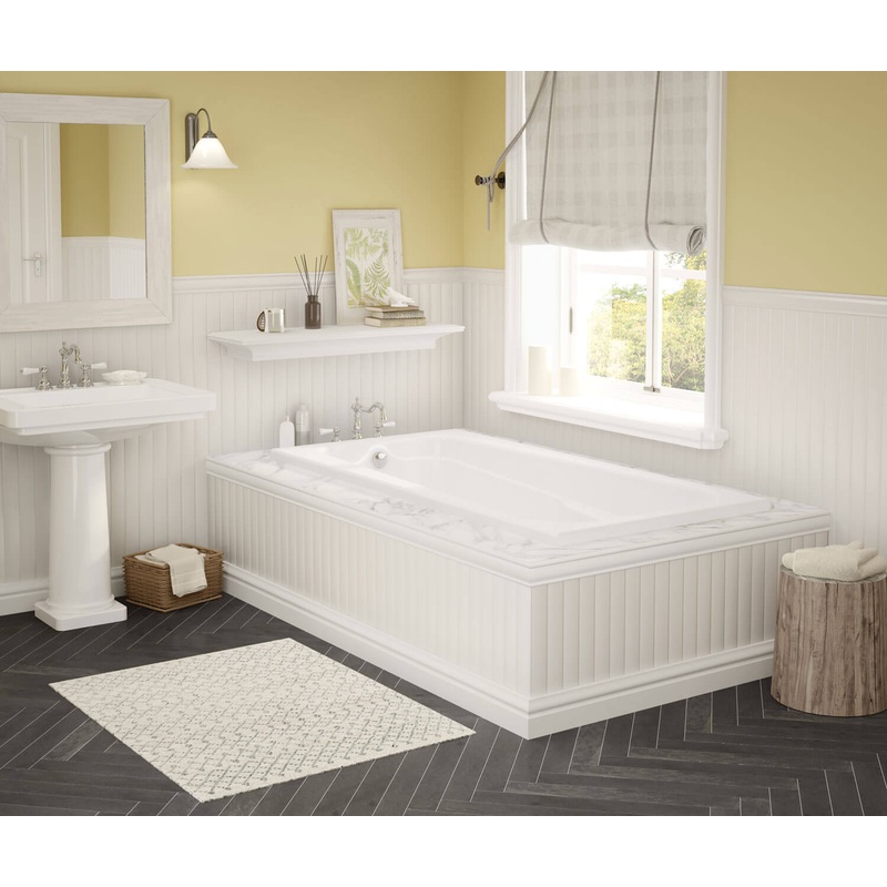 MAAX 100104-103-001-100 Timeless 72 x 36 Acrylic Alcove End Drain Aeroeffect Bathtub in White