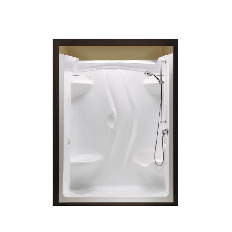 MAAX 101142-000-001-112 Stamina 60-II 60 x 36 Acrylic Alcove Left-Hand Drain Two-Piece Shower in White