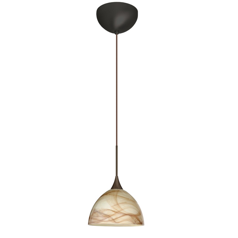 One Light Pendant from the Brella Collection in Bronze Finish by Besa