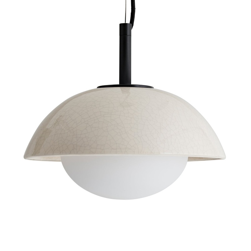 One Light Pendant from the Glaze Collection in Ivory Stained Crackle Finish by Arteriors