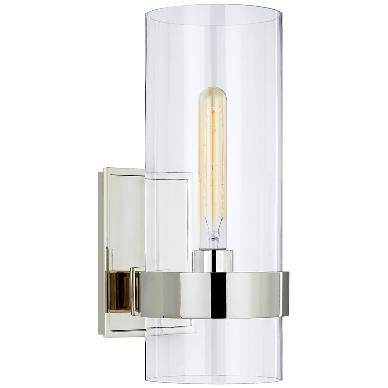 One Light Wall Sconce from the Presidio Collection in Polished Nickel Finish by Visual Comfort Signature