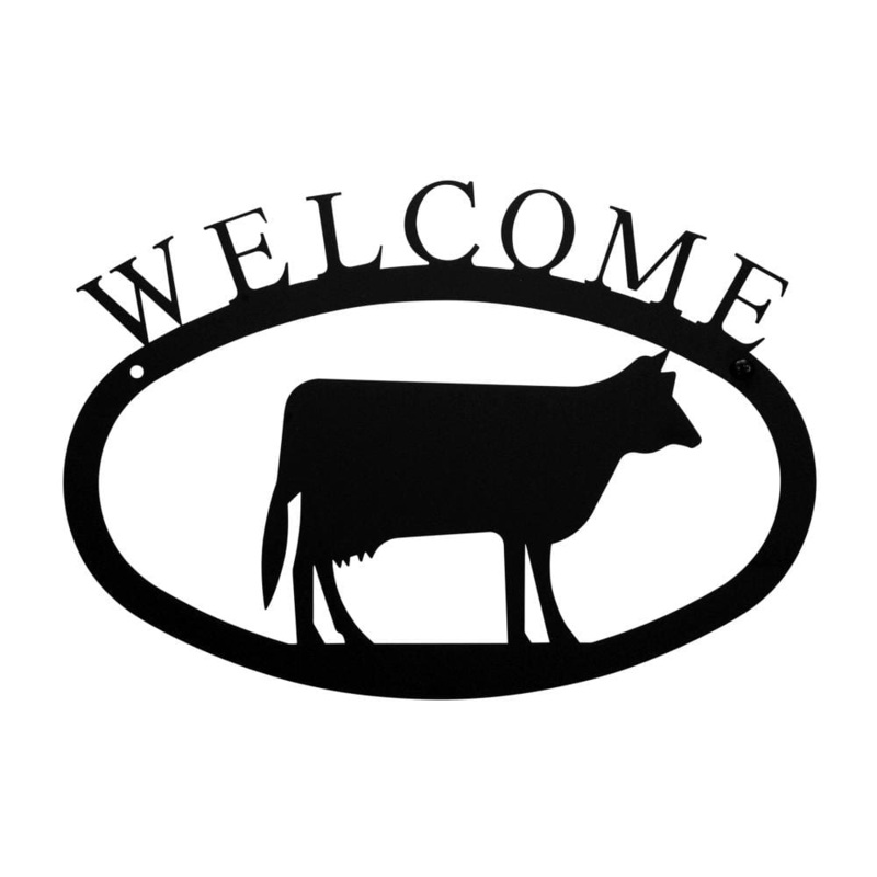 Village Wrought Iron WEL-5-S Cow Welcome Sign Small
