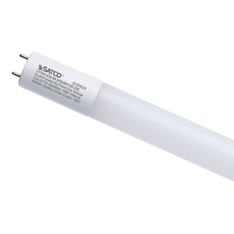 15 Watt 4 Foot T8 LED – 5000K CCT – Medium Bi Pin Base – Ballast Bypass – Single or Double Ended Wiring – 120-277 Volt by Satco