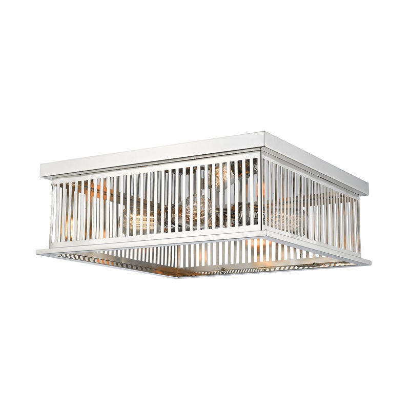 Four Light Flush Mount from the Camellia Collection in Polished Nickel Finish by Z-Lite