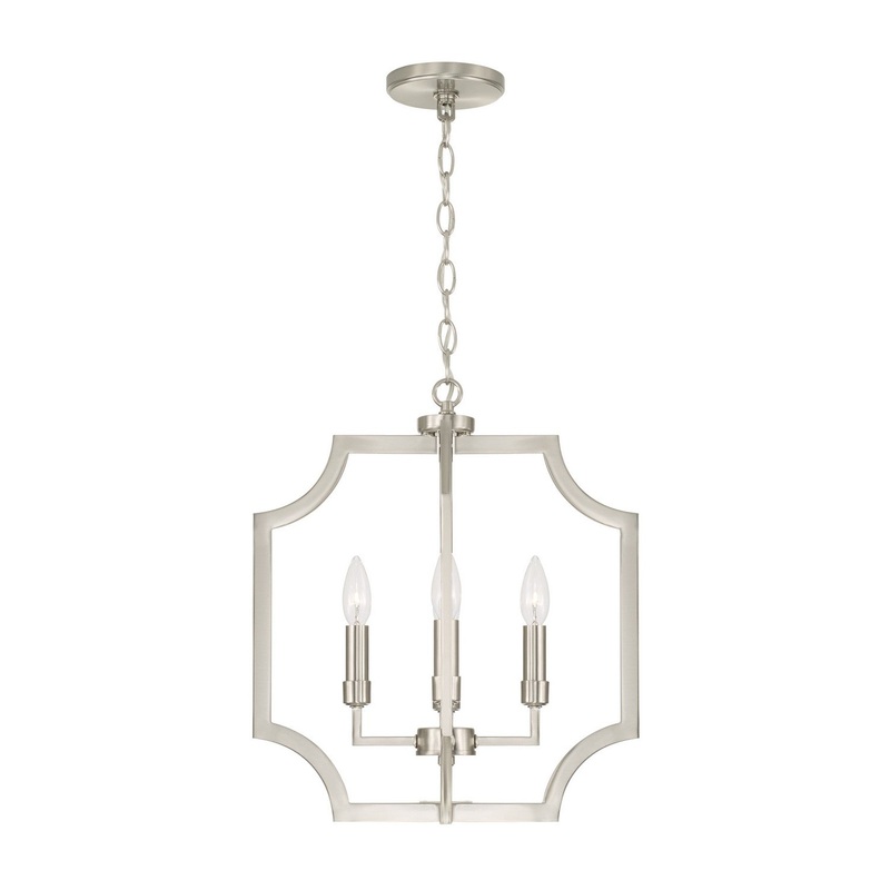 Four Light Foyer Pendant from the Courtney Collection in Brushed Nickel Finish by Capital Lighting