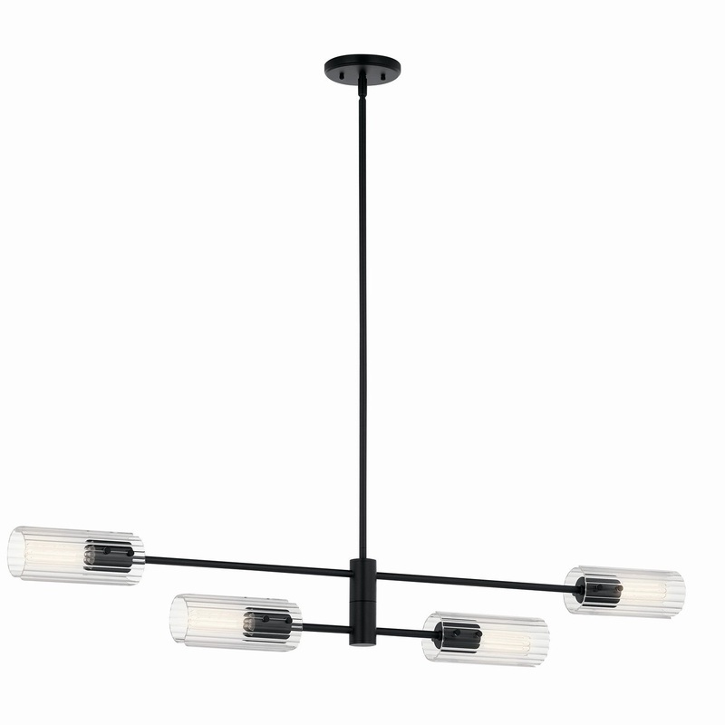 Four Light Linear Chandelier from the Velestino Collection in Black Finish by Kichler