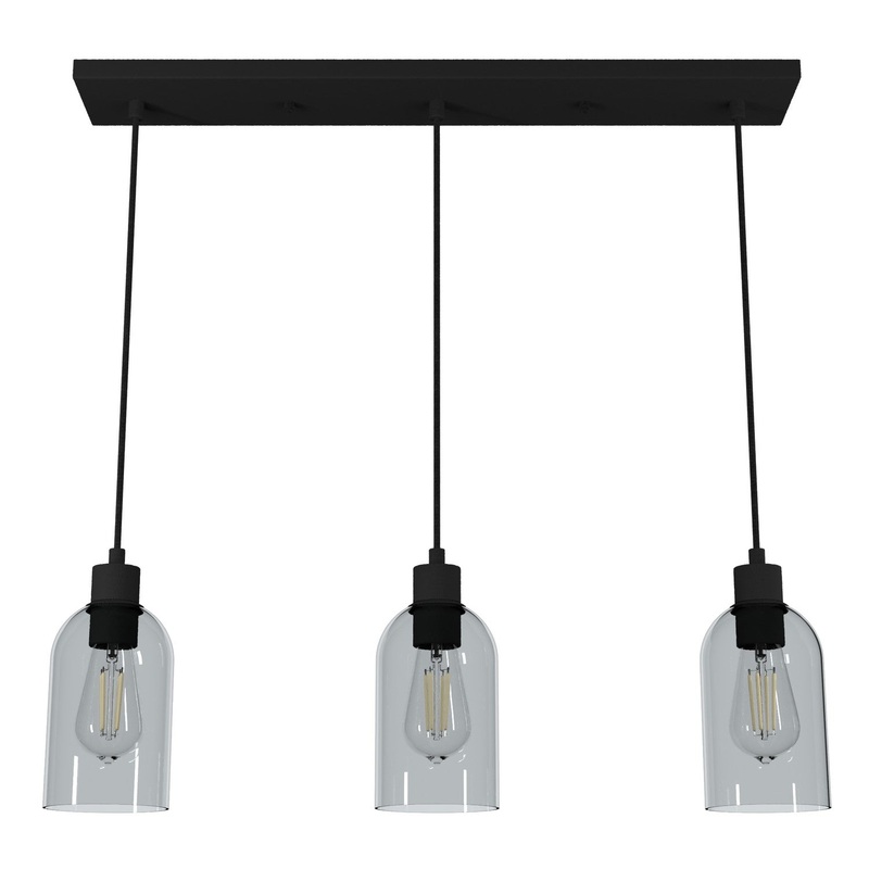 Three Light Linear Cluster from the Lochmeade Collection in Natural Black Iron Finish by Hunter