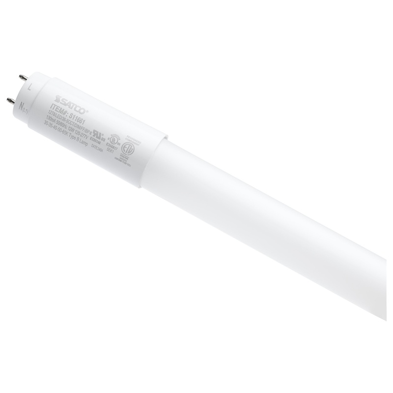 12 Watt T8 LED – 36 Inch – 30K/35K/40K/50K/65K CCT Selectable – Medium Bi Pin Base – Type B Ballast Bypass – 120-277 Volt – Frost Finish Light Bulb by Satco