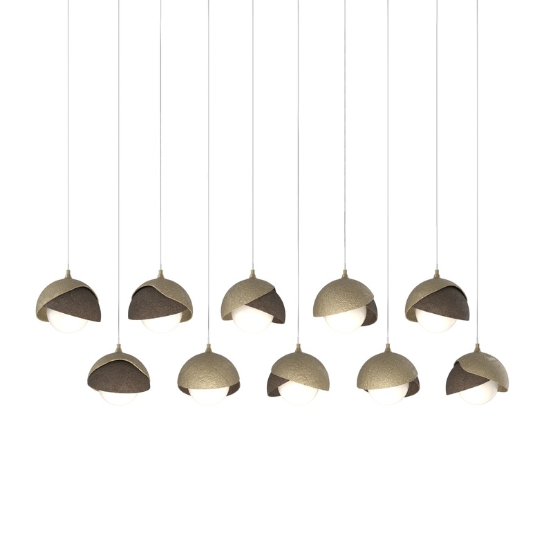 Brooklyn 10-Light Double Shade Pendant Soft Gold Bronze