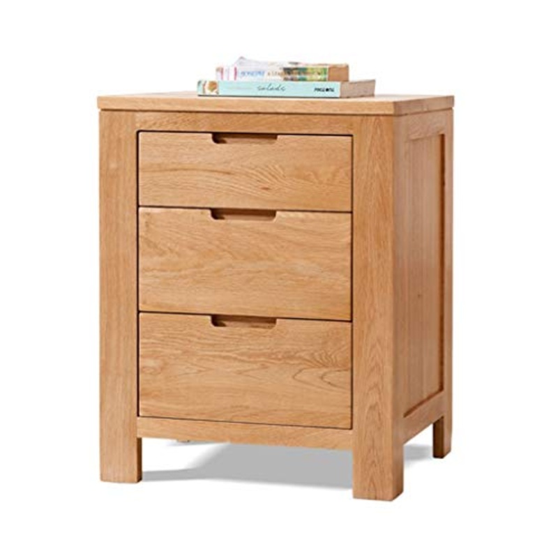 Com e cassettiere Comodino mobili in Legno massello armadietto Bambino armadietto da Cucina cassettiera Tre cassetti Camera da Letto (Color : Wood Color, Size : 45 * 36 * 58cm)
