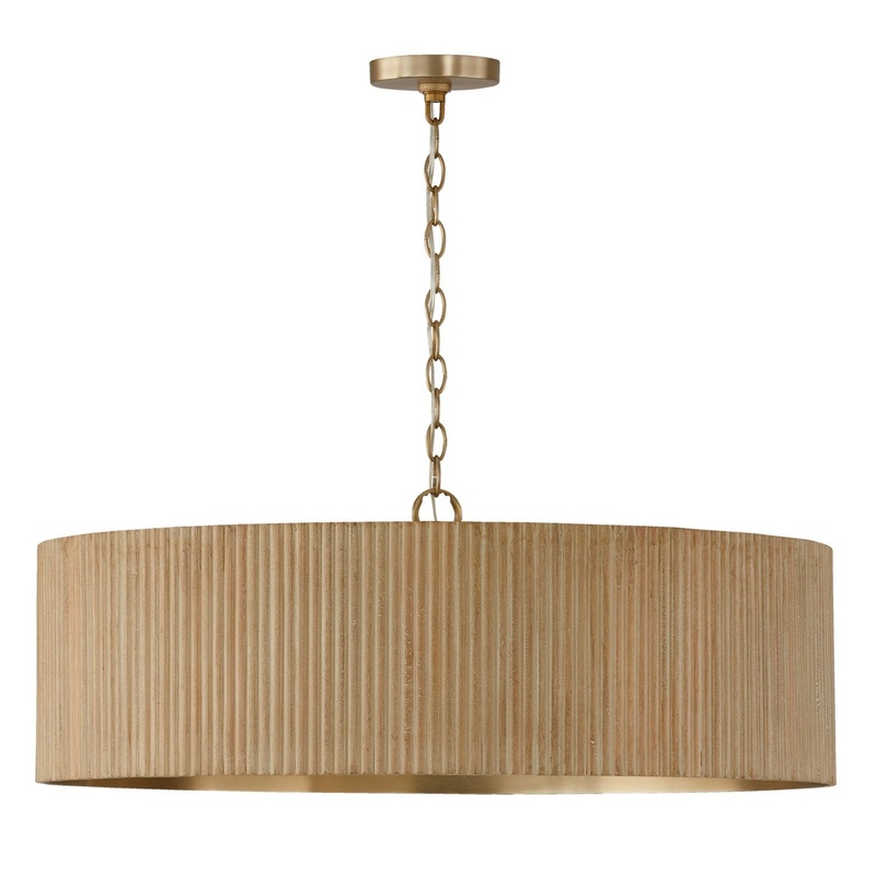 Four Light Chandelier from the Donovan Collection in White Wash and Matte Brass Finish by Capital Lighting