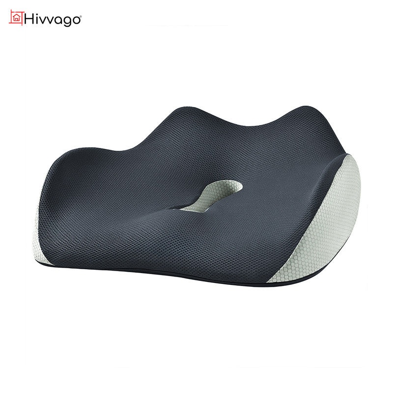 Hivvago Memory Foam Seat Cushion  Ergonomic Support for Office, Car & Home, Grey