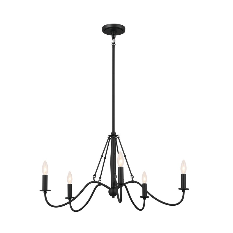 Kichler 52455BKT Five Light Chandelier, Textured Black