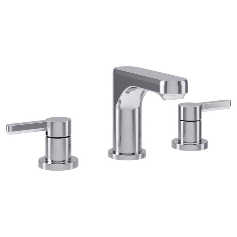 Lavatory Faucet Solarity Widespread 8-16 Inch Spread 2 Lever ADA WaterSense Chrome 0.5 Gallons per Minute Deck Mount Push-Pop 1 Hole