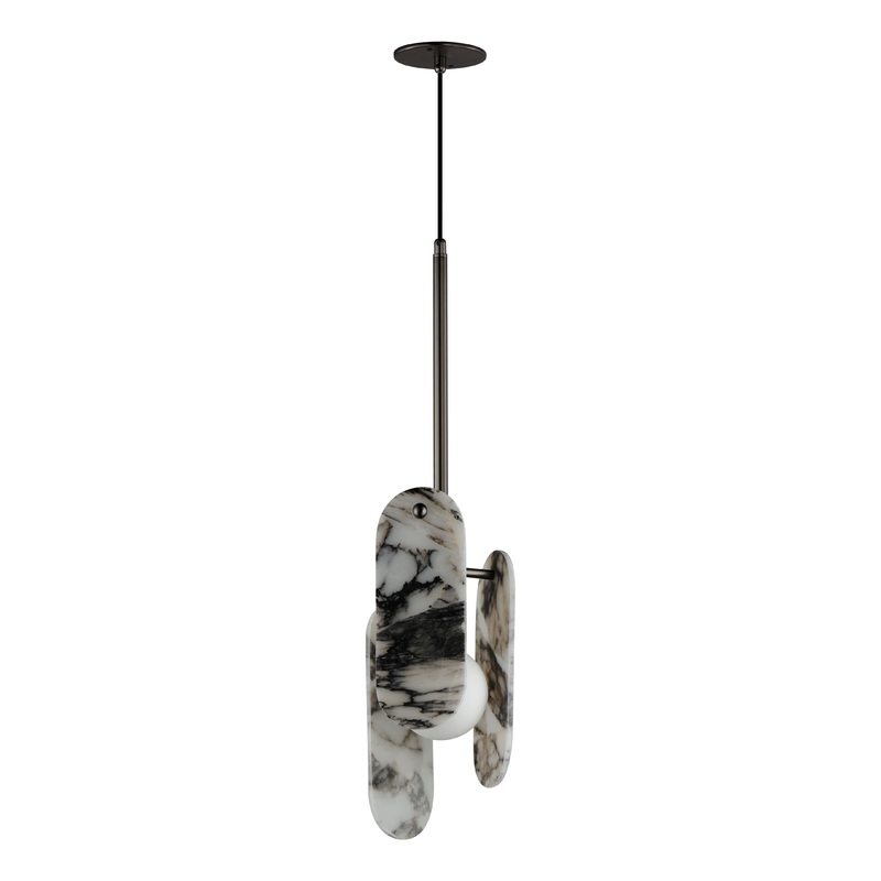 Megalith Cord Hung LED Pendant Gunmetal Striae Arya