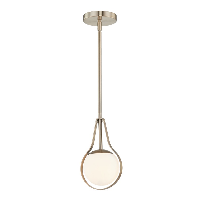 One Light Pendant from the Pearl Collection in Brushed Brass Finish by Justice Designs
